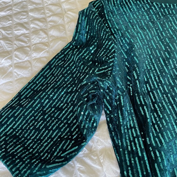 Lane Bryant  Teal Sequin velvet Dress - Picture 7 of 10